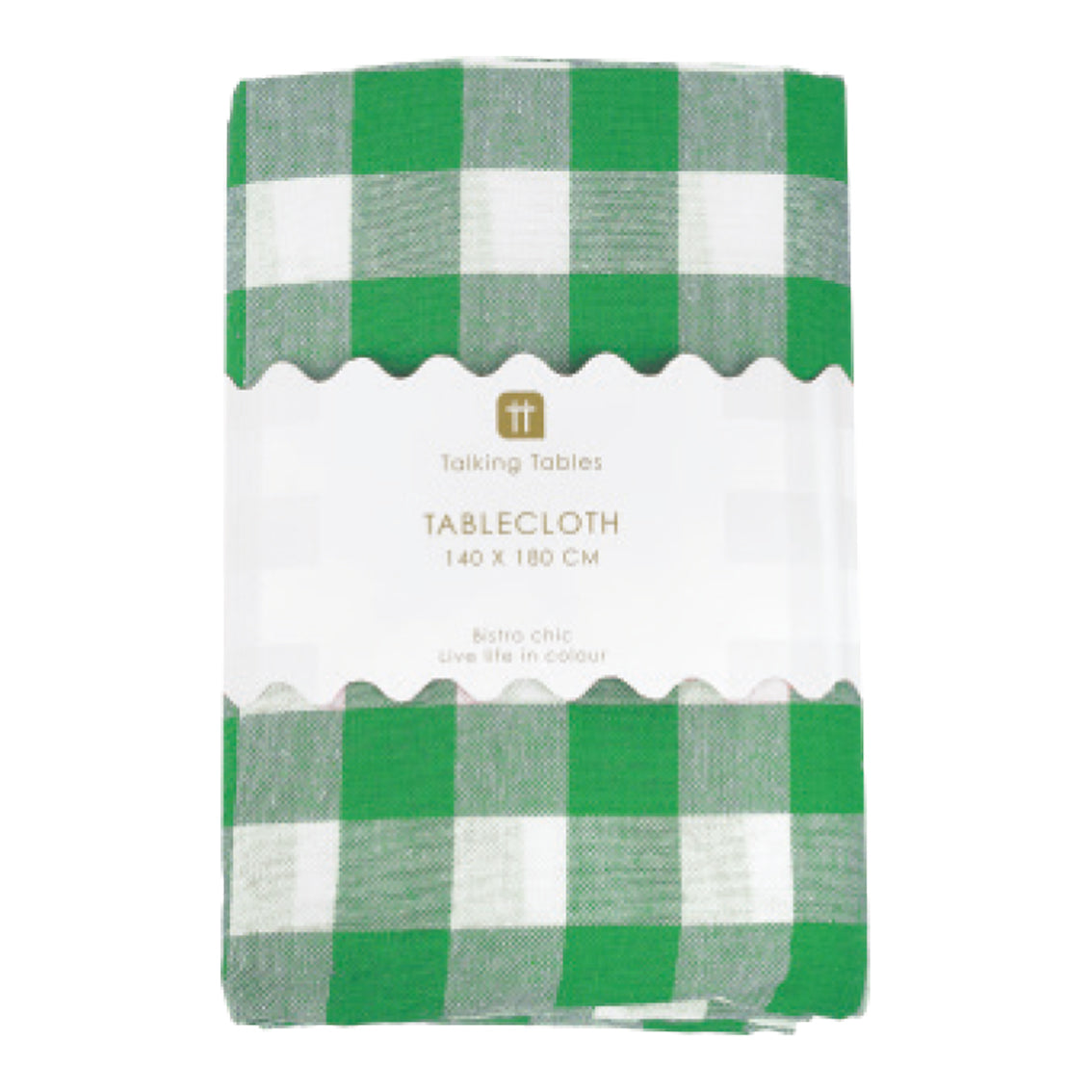 Bon Appetit Green & White Fabric Gingham Tablecloth