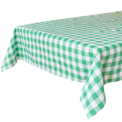 Bon Appetit Green & White Fabric Gingham Tablecloth