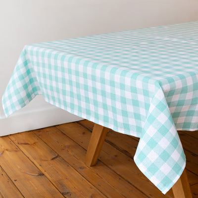 Bon Appetit Mint Green & White Fabric Gingham Tablecloth