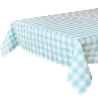 Bon Appetit Mint Green & White Fabric Gingham Tablecloth