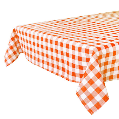 Bon Appetit Orange & White Fabric Gingham Tablecloth
