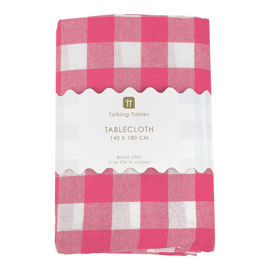 Bon Appetit Raspberry Red & White Fabric Gingham Tablecloth