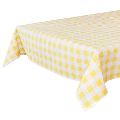 Bon Appetit Yellow & White Fabric Gingham Tablecloth