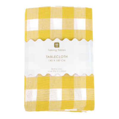 Bon Appetit Yellow & White Fabric Gingham Tablecloth