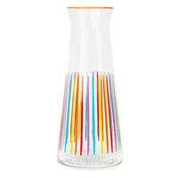 Bright Striped Multi-Coloured Glass Carafe - 25cm