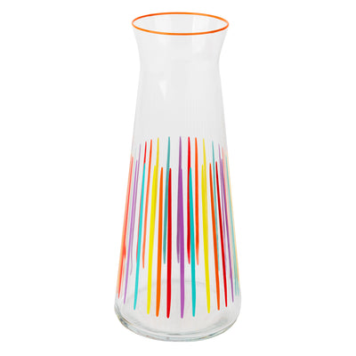 Bright Striped Multi-Coloured Glass Carafe - 25cm