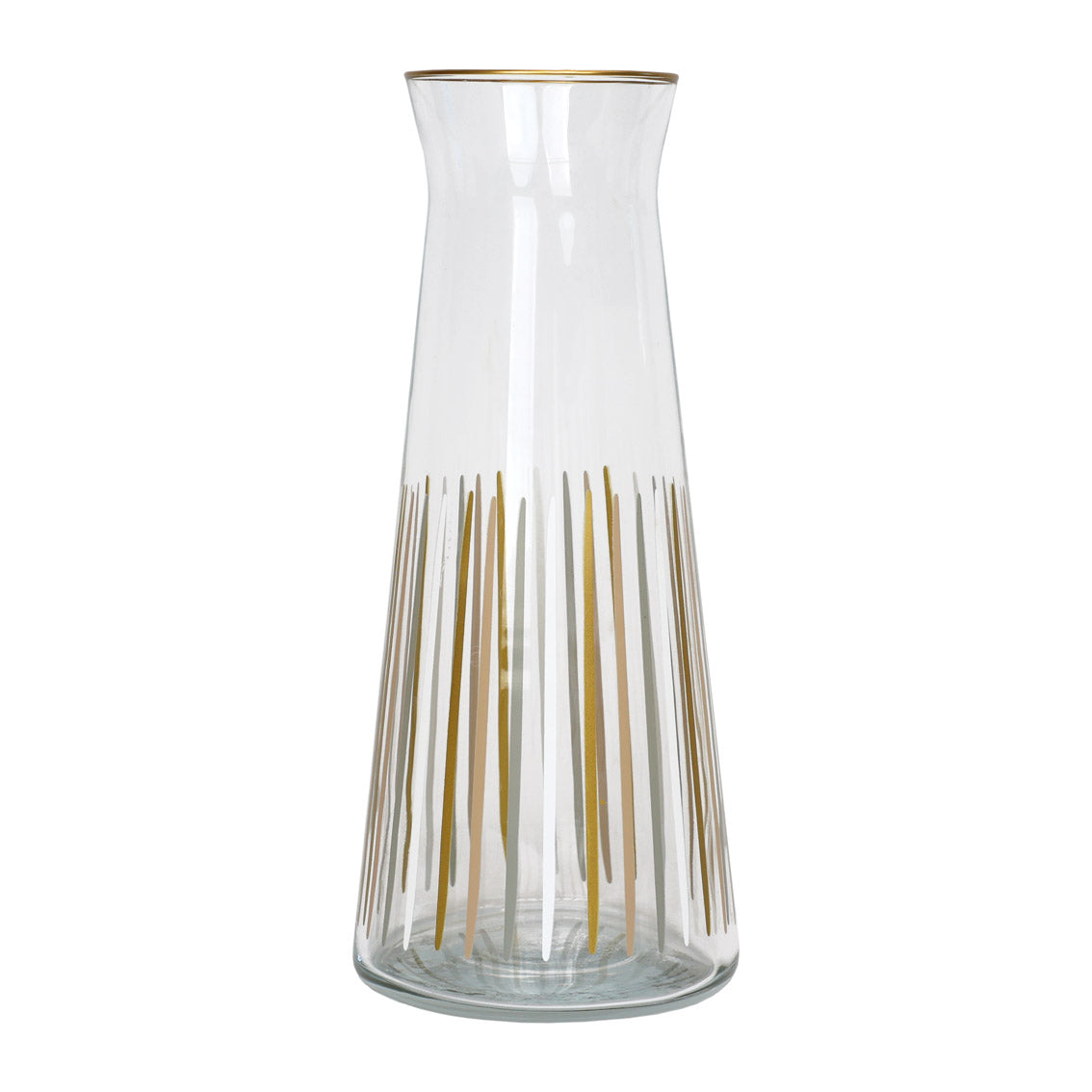 White & Gold Striped Glass Carafe - 25cm