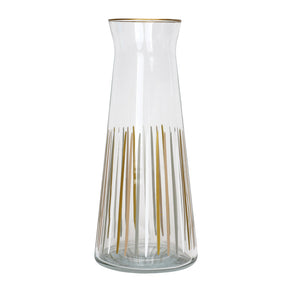 White & Gold Striped Glass Carafe - 25cm