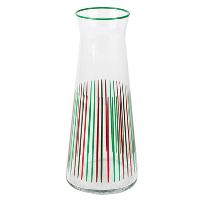 Red & Green Striped Glass Carafe - 25cm