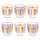 6 Bright Striped Multi-Coloured Glass Tumbler