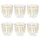 6 White & Gold Striped Glass Tumblers 
