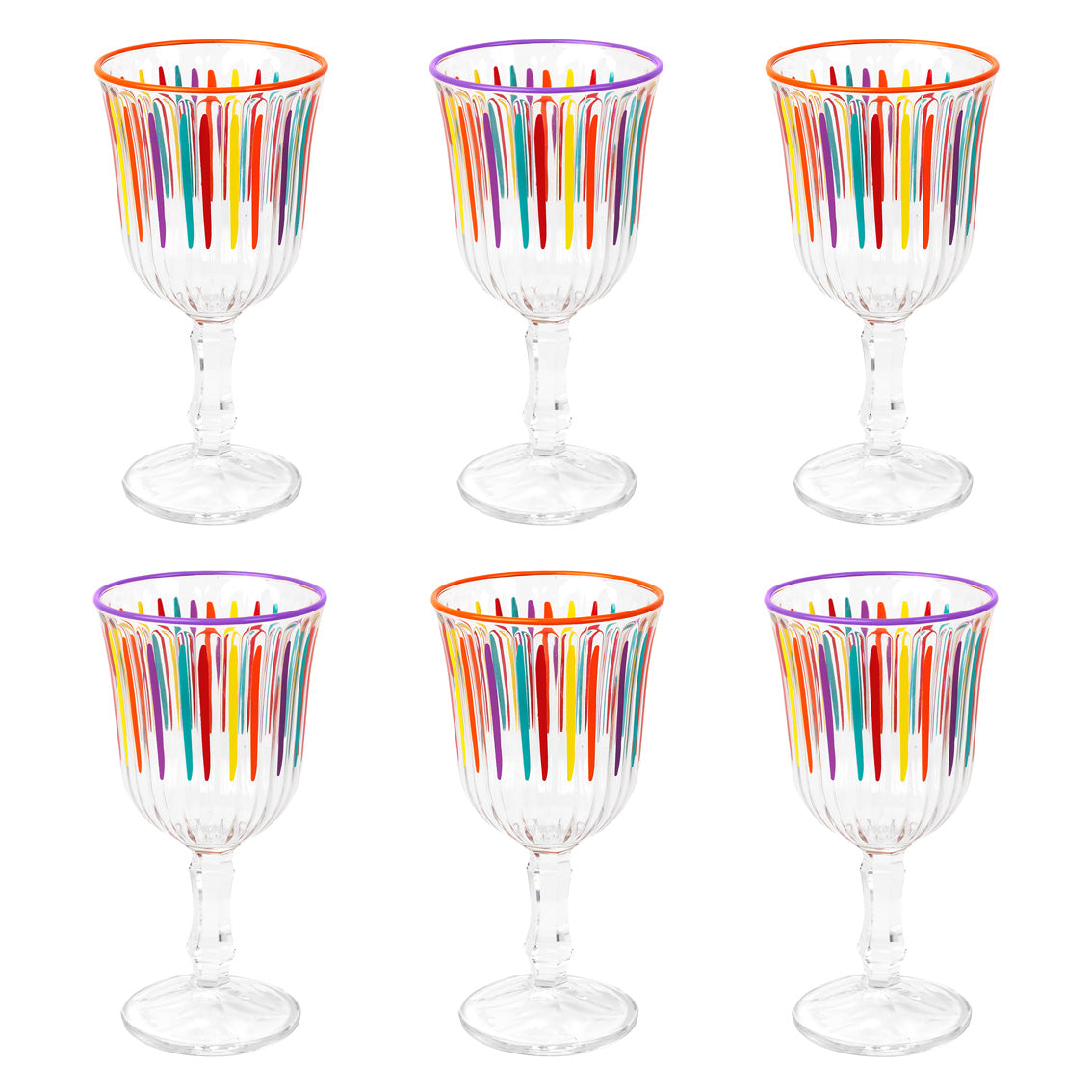 6 Bright Striped Wine Glass