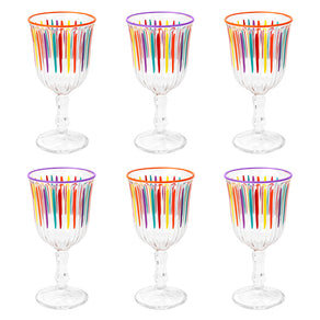 6 Bright Striped Wine Glass