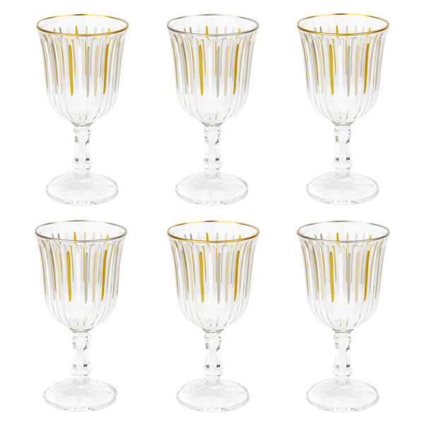 White & Gold Striped Wine Glasses 6 Pack Talking Tables UK Trade