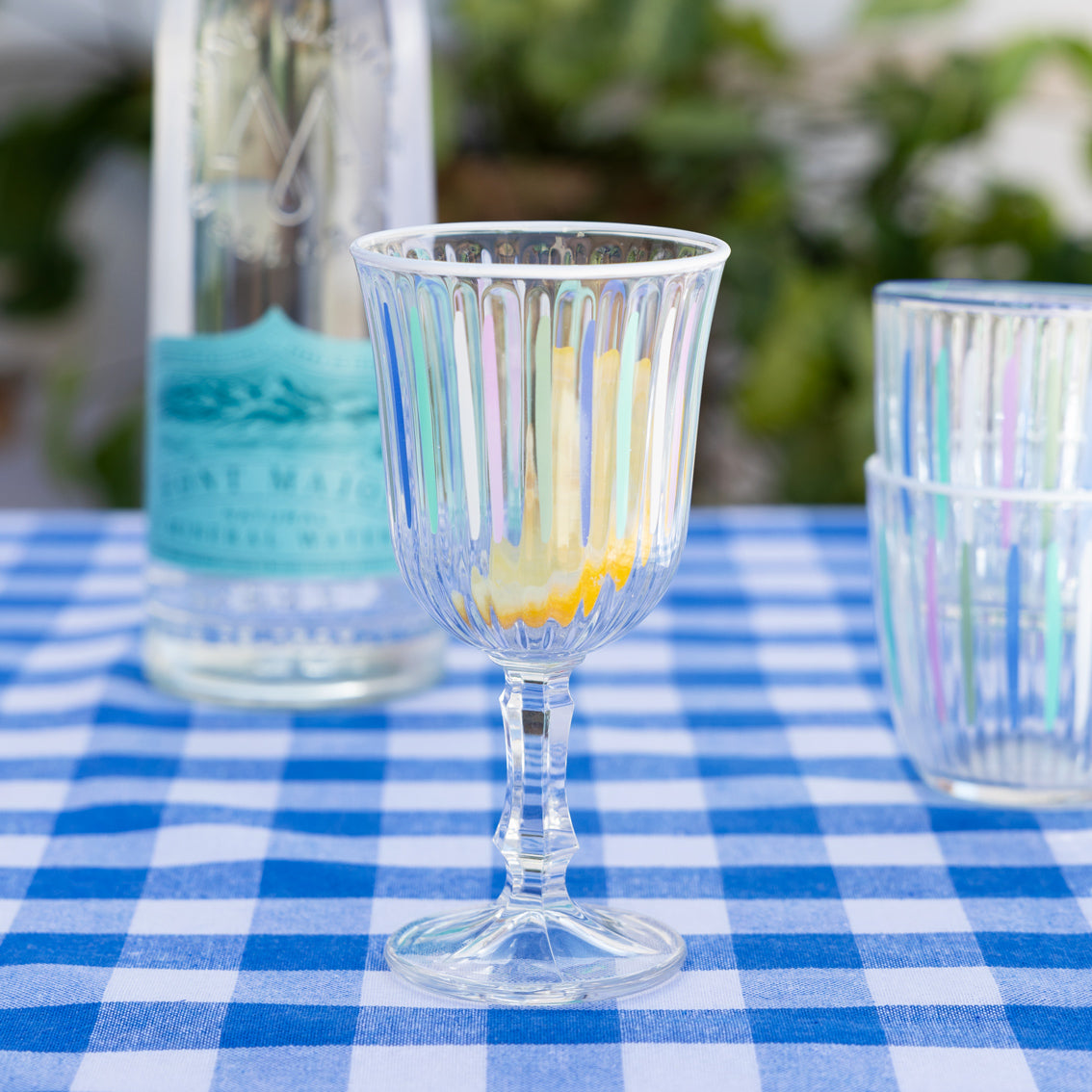 Blue & White Striped Glass Tumblers - 6 Pack