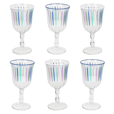 Blue & White Striped Wine Glasses