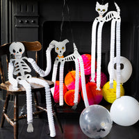 Halloween Skeleton Pets Paper Hanging Decorations - 2 Pack