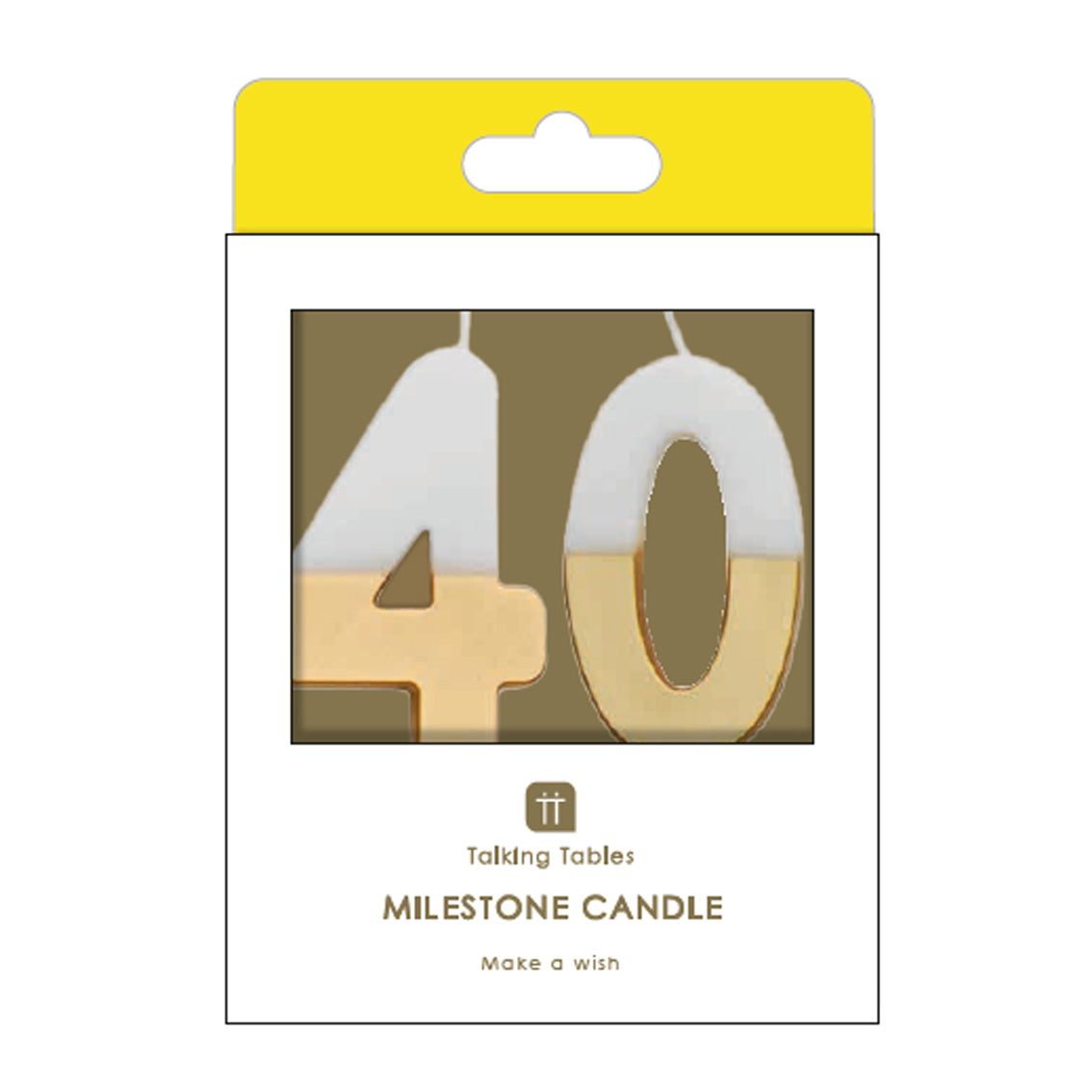 White & Gold Milestone Birthday Number Candle - 40