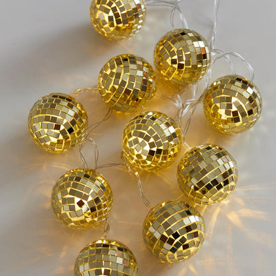 Luxe Gold Disco Balls String Lights - 1.6m