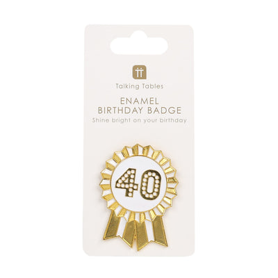 Luxe Gold Enamel Birthday Pin Badge - 40