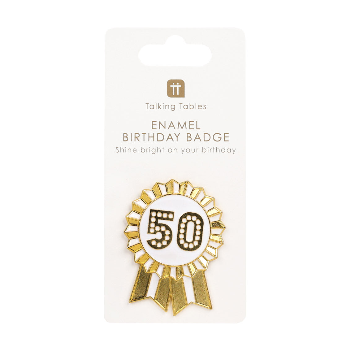 Luxe Gold Enamel Birthday Pin Badge - 50