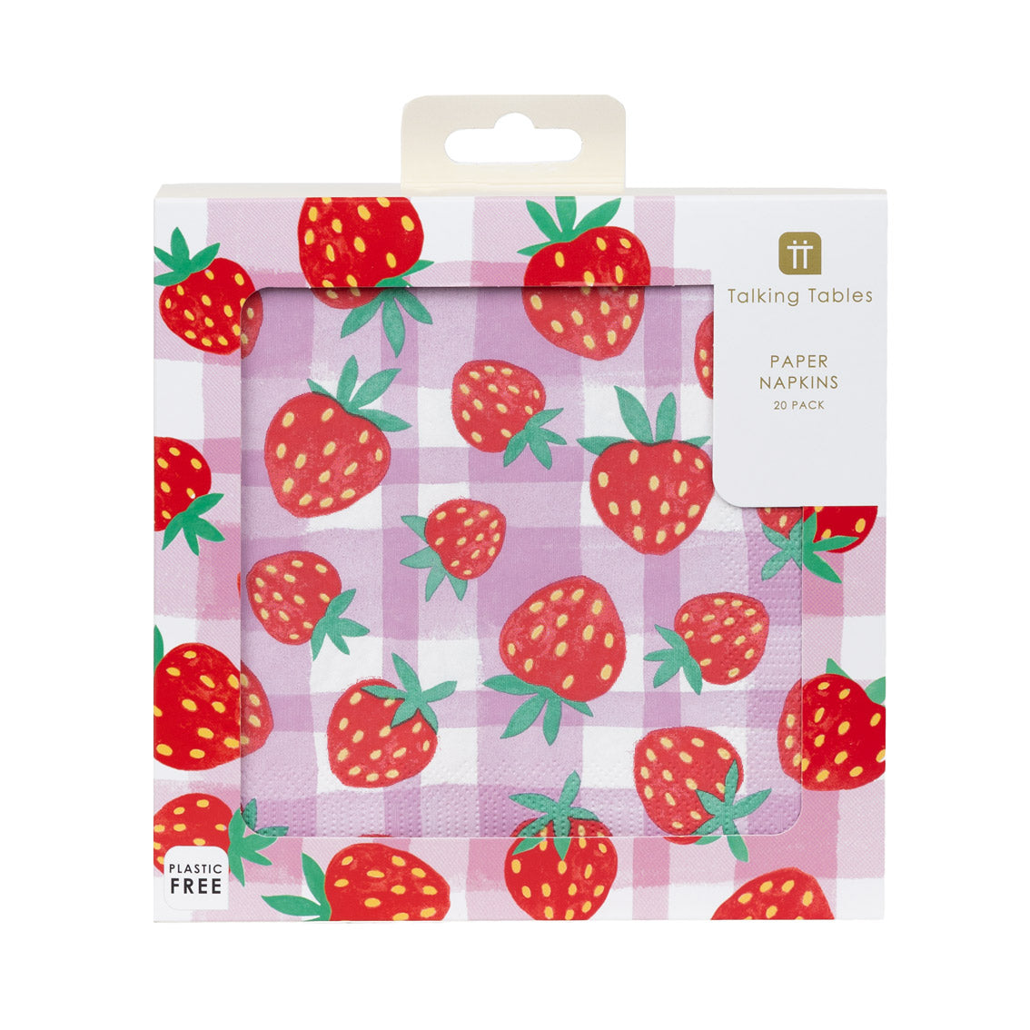 Mellow Strawberry Lilac Gingham Paper Napkins