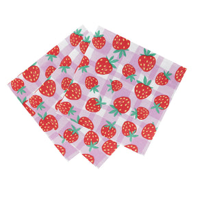 Mellow Strawberry Lilac Gingham Paper Napkins