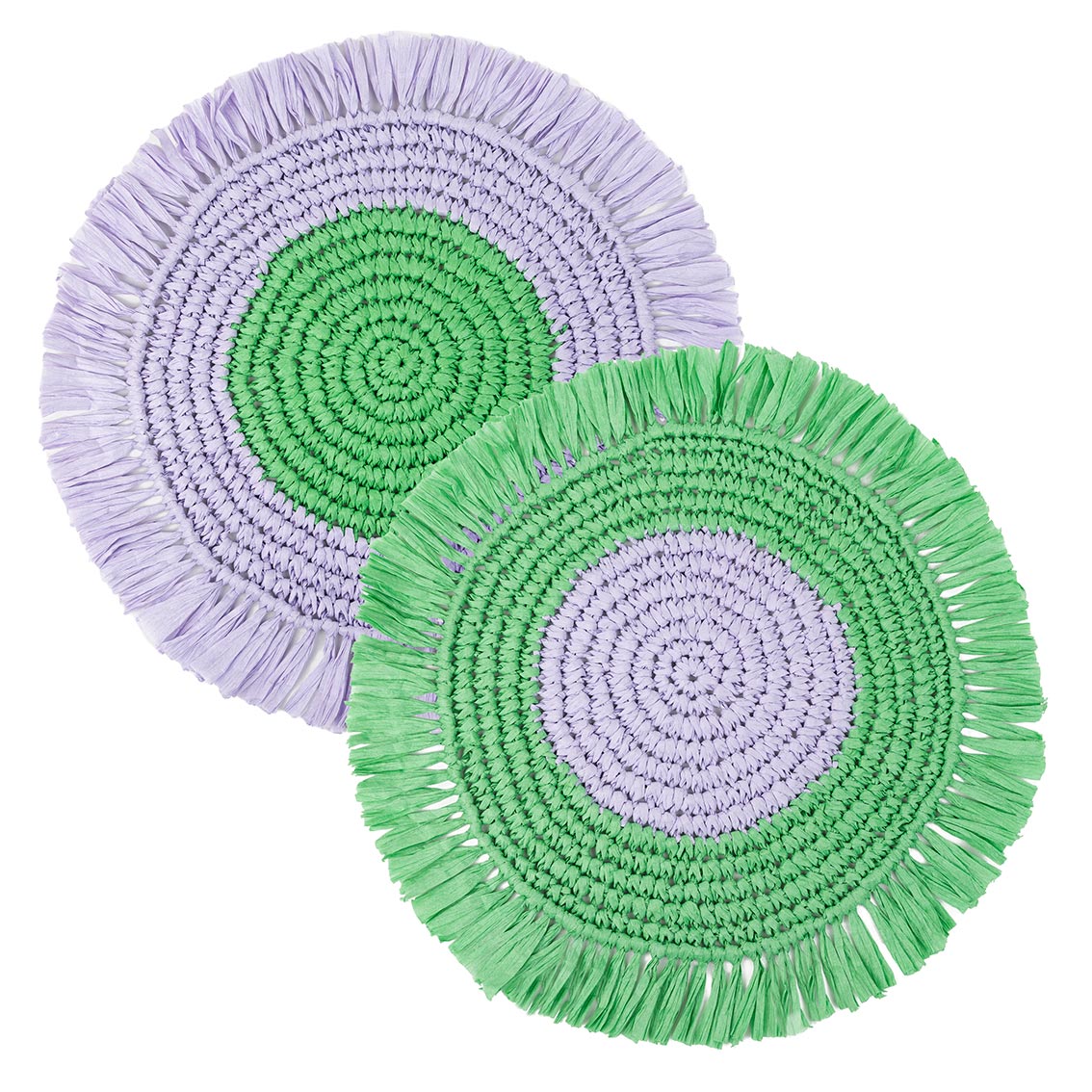 Mellow Lilac & Green Paper Raffia Placemats