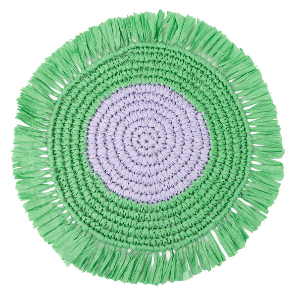 Mellow Lilac & Green Paper Raffia Placemats - 2 Pack