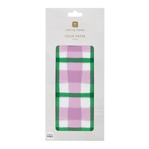 Mellow Green & Pink Gingham Tissue Paper 