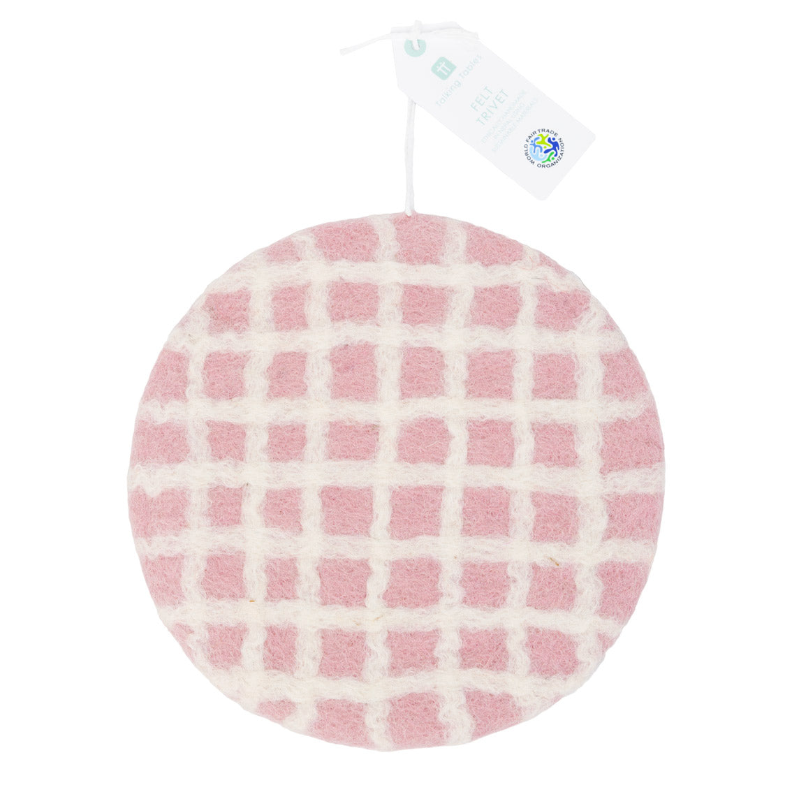  Pink Checked Felt Trivets