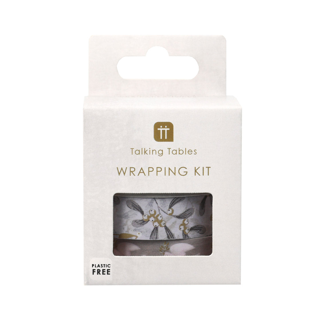 White & Silver Mistletoe Christmas Paper Tape Wrapping Kit 