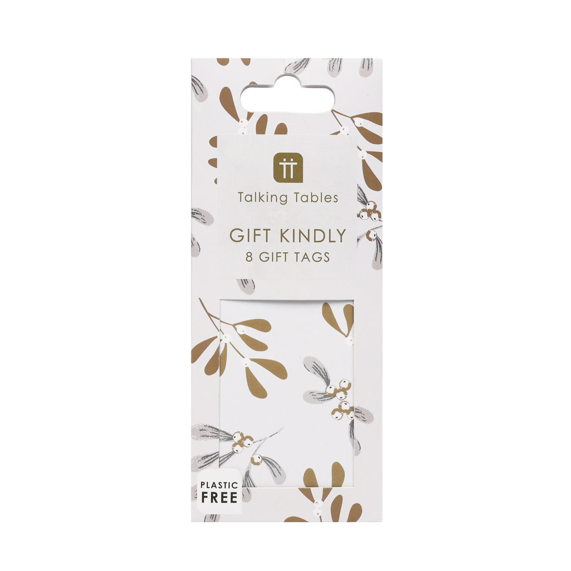 White Gold  Mistletoe Christmas Gift Tags 