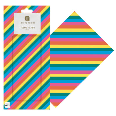 Rainbow Striped Tissue Paper - 4 Sheets