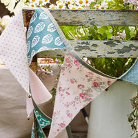 Natural Meadow Sage & Pink Upcycled Cotton Fabric Bunting - 3m