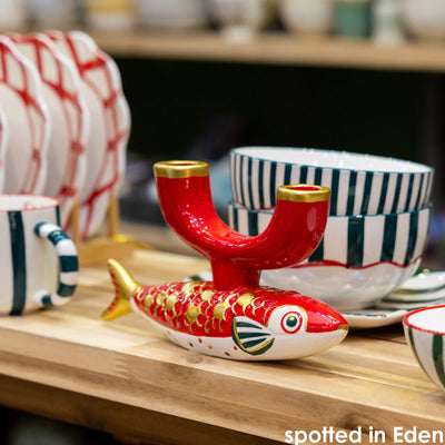 Koi Fish Ceramic Candle Holder