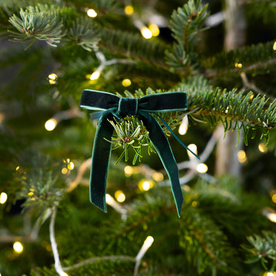 Green & Cream Velvet Bows - 8 Pack | Christmas Decor |