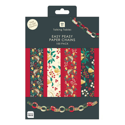 Partridge & Pear Paper Chains - 100 Pack | Christmas Decor |