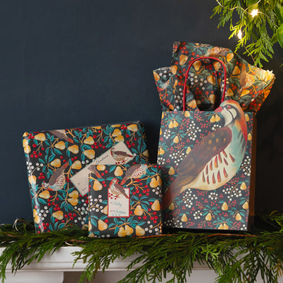 Partridge & Pear Recycled Christmas Wrapping Paper - 3m - 16 Unit Display