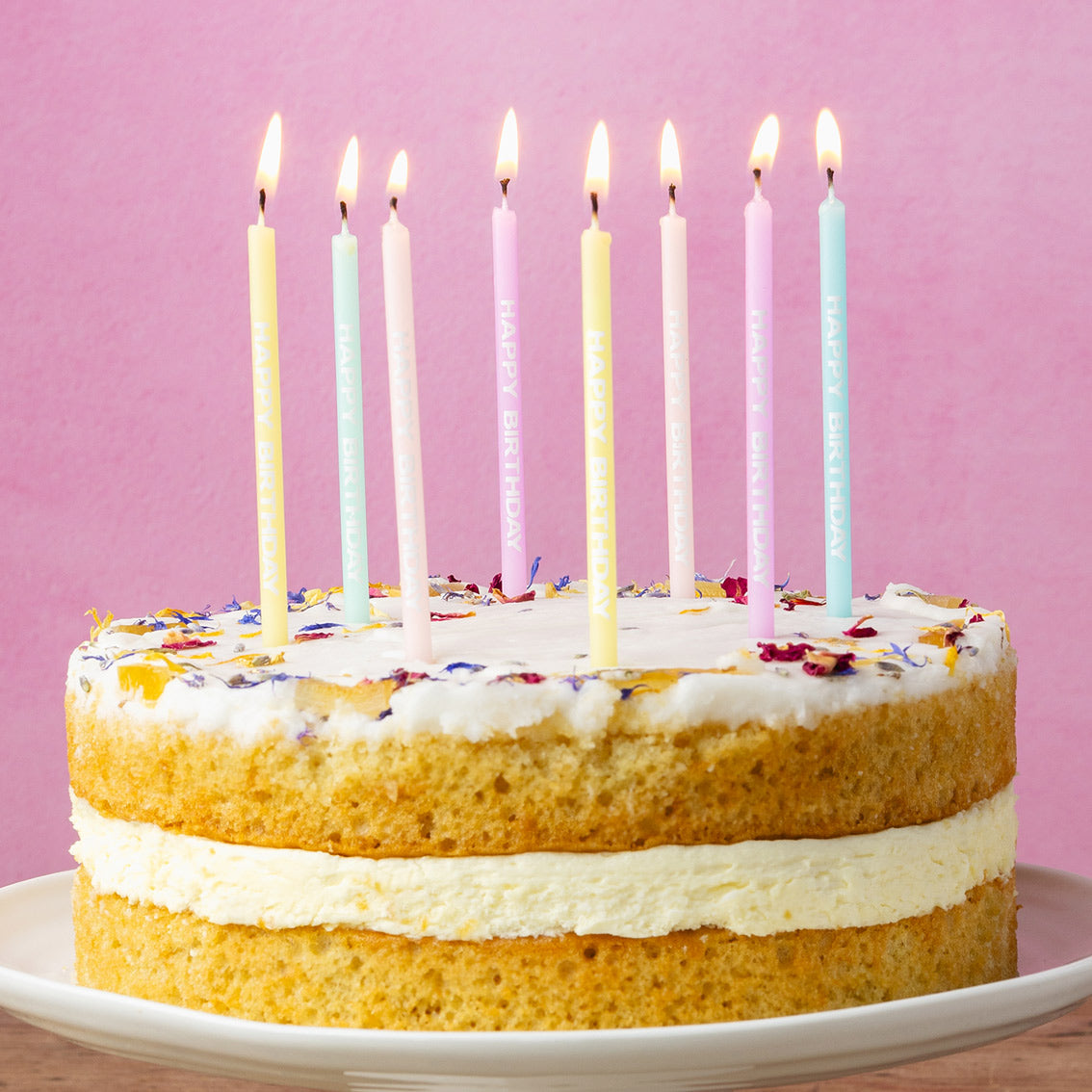 Pastel Happy Birthday Printed Candles - 24 Pack