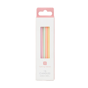 Tall Pastel Candles, 10cm - 16 Pack