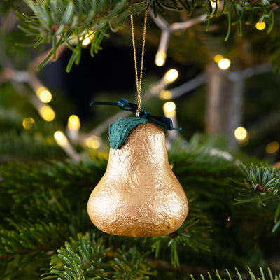 Handmade Gold Pear Christmas Tree Decorations - Display |
