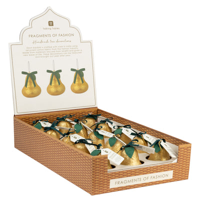 Handmade Gold Pear Christmas Tree Decorations - Display |