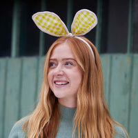 Spring Bunny Ears Yellow Gingham Headband