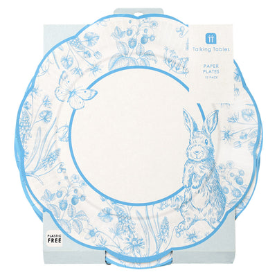 Playful Pierre Blue & White Scalloped Paper Plates - 10 Pack