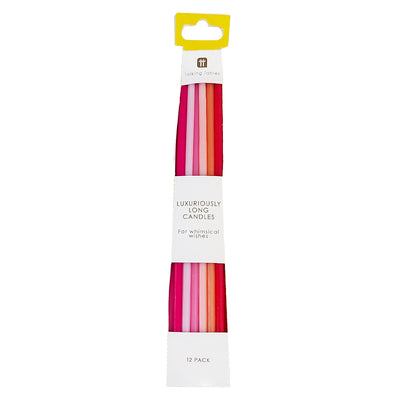 Pink Long Birthday Candles - 12 Pack | Cake Candles |