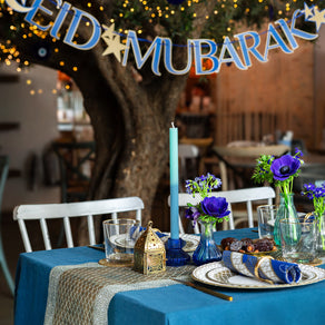 Party Porcelain Navy & Gold Eid Mubarak Paper Garland