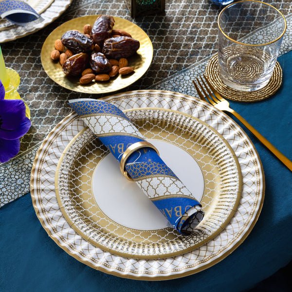 Party Porcelain Gold & White Fabric Table Runner - 2m