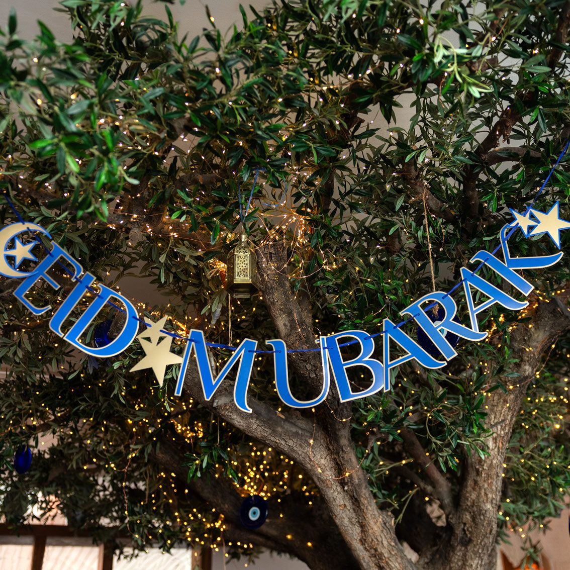 Party Porcelain Navy & Gold Eid Mubarak Paper Garland