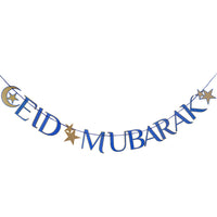 Party Porcelain Navy & Gold Eid Mubarak Paper Garland